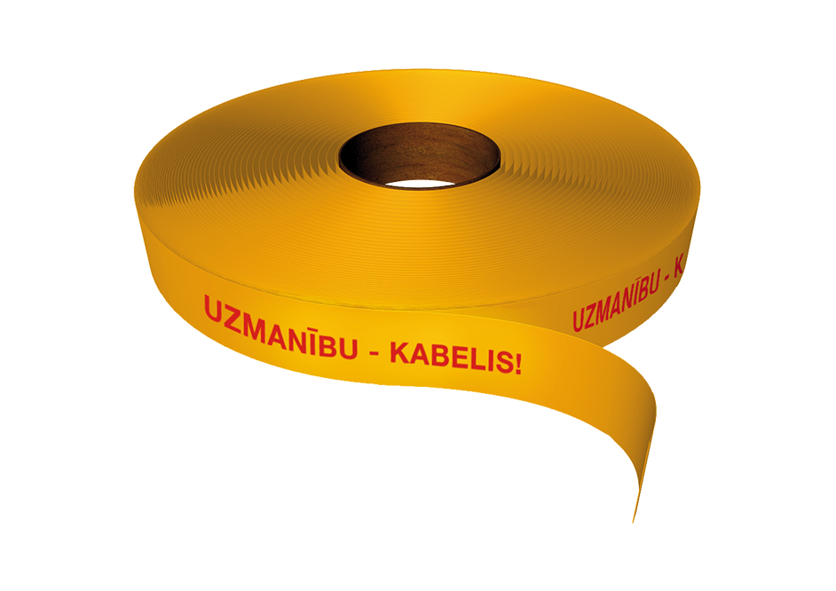 Brīdinājuma lenta "UZMANĪBU KABELIS" ar ST logo 80mm