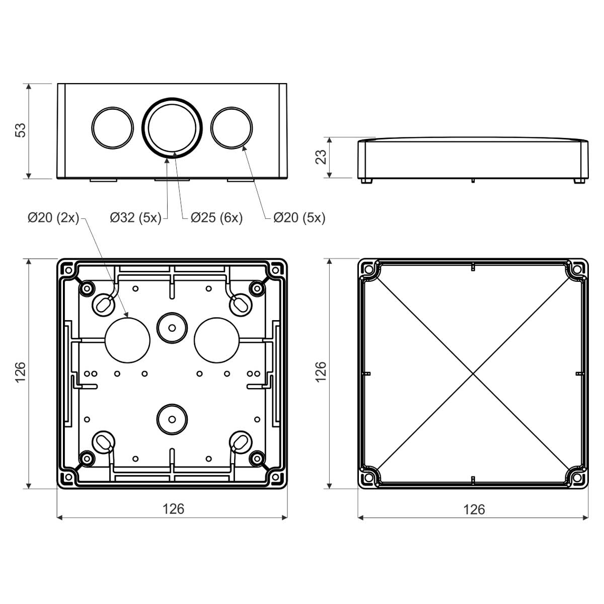 Junction box with IP66 protection 125*125*76mm - Image 2