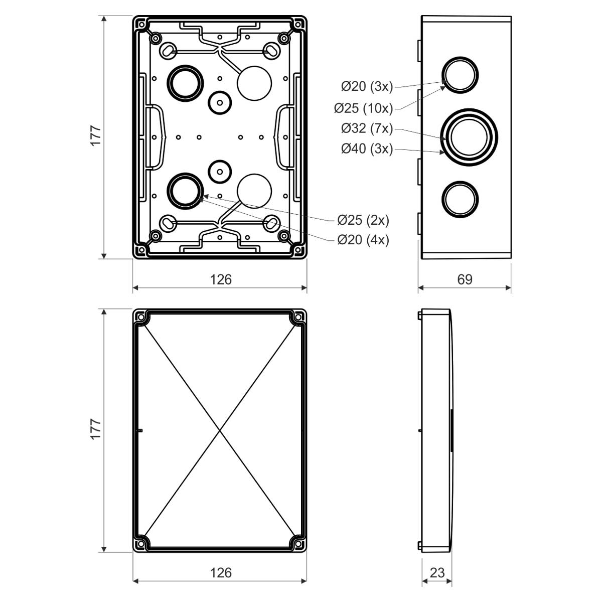 Junction box with IP66 protection 175*125*76mm - Image 2