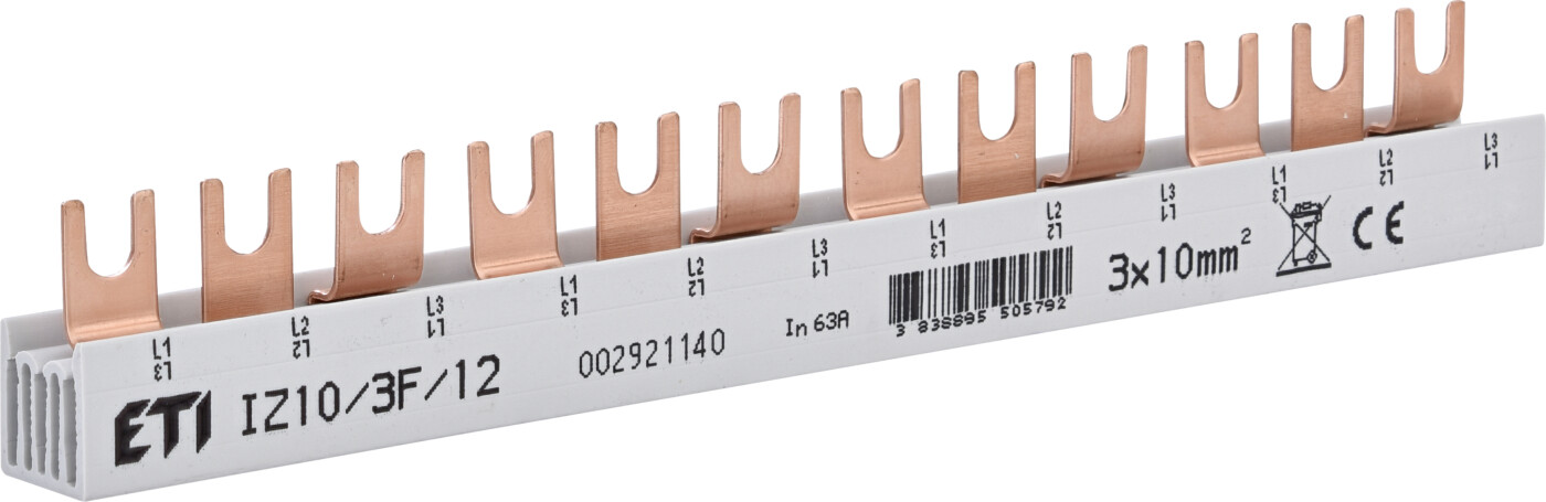 Insulated busbar 3P/12mod/10mm2 ETI