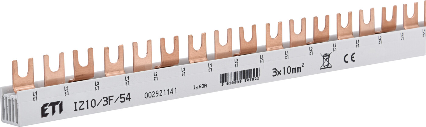 Insulated busbar 3P/54mod/10mm2 ETI