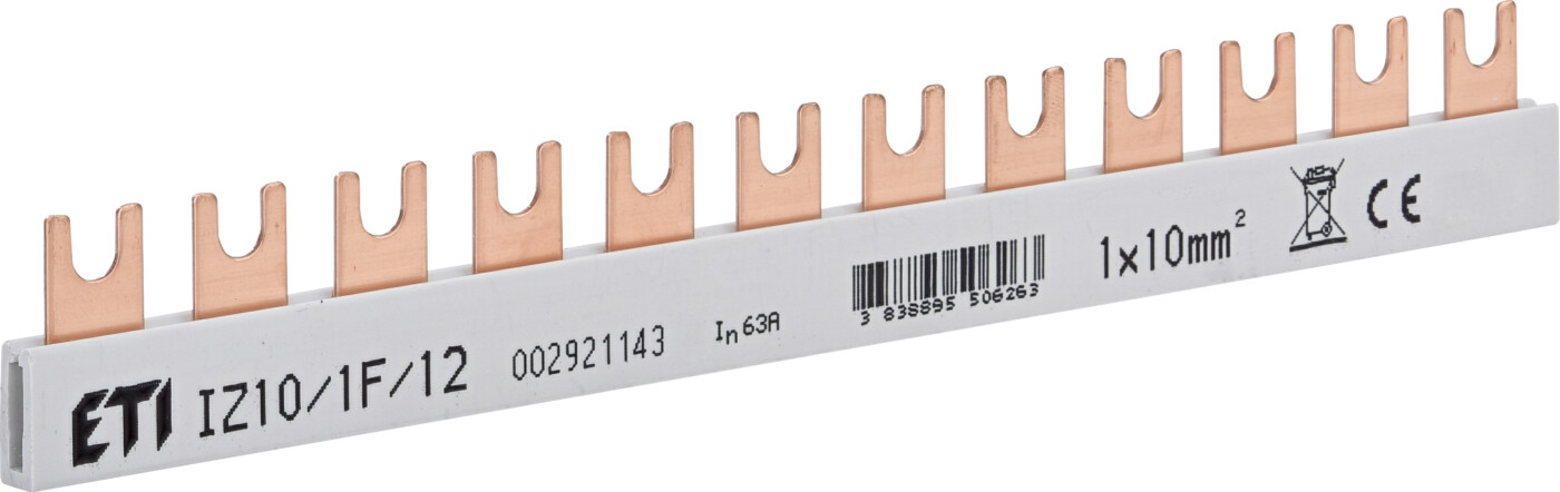 Insulated busbar 1P/12mod/10mm2 ETI