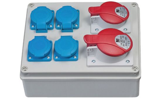 Socket outlet box RS6421, 16A un 32A, 2x5P + 4xSchuko