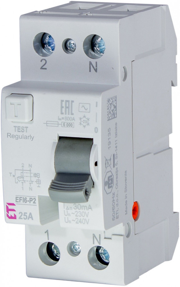 Residual current circuit breakers RCCB, EFI6-P2 AC 25 / 0.03A