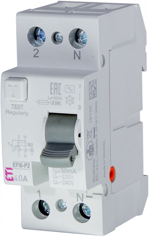 Residual current circuit breakers RCCB, EFI6-P2 AC 40 / 0.03A