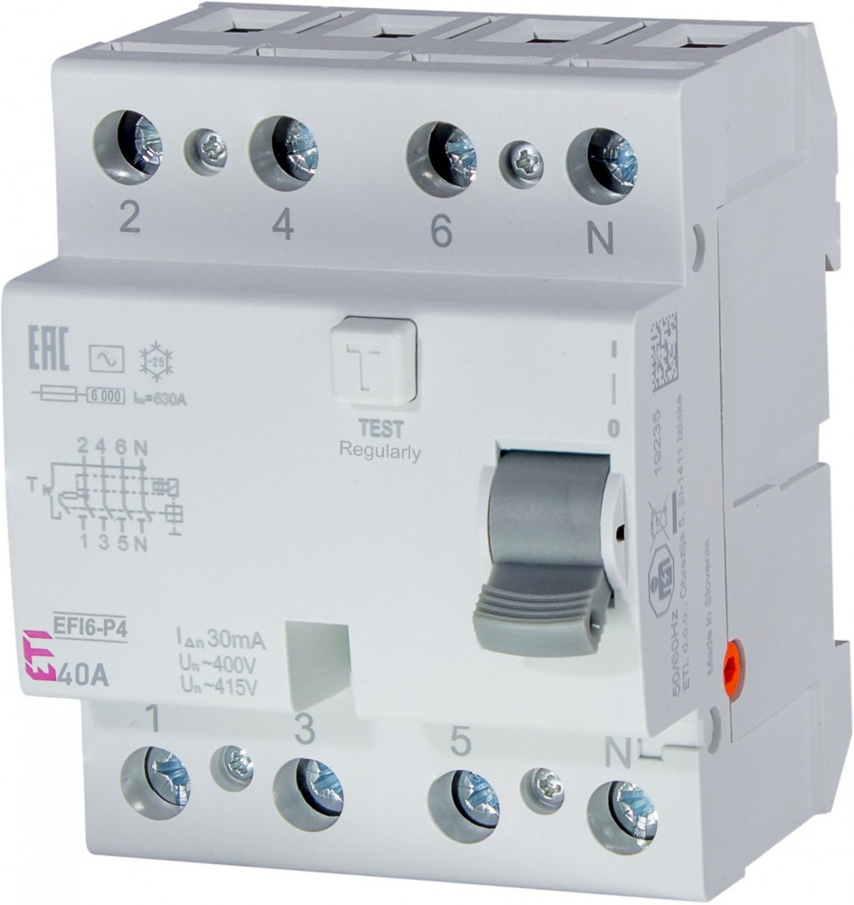 Residual current circuit breakers RCCB, EFI6-P4 AC 40 / 0.03A