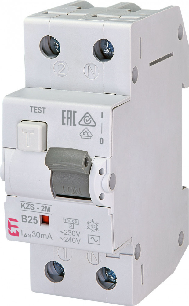 Residual current circuit breakers with overcurrent protection KZS-2M AC B25 / 0.03A