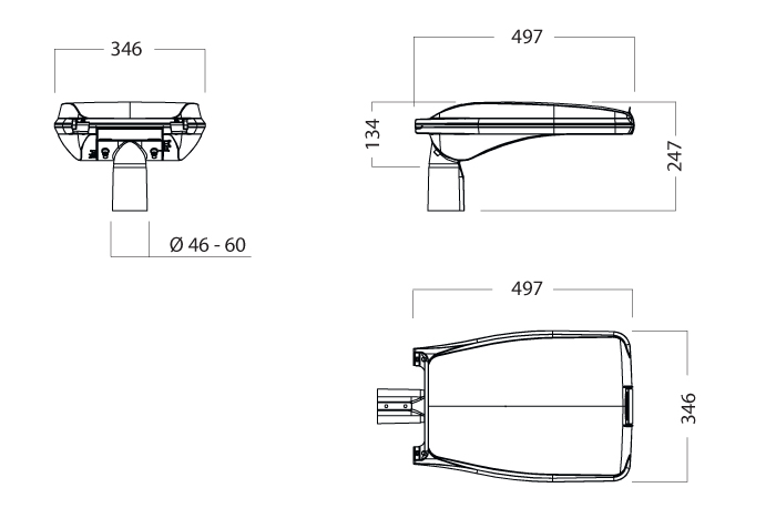 Ielas gaismeklis O52-340 LED 3000 HF 740 WBA - Image 2